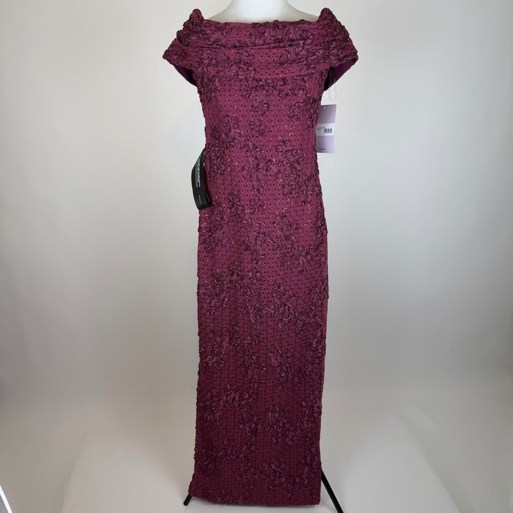 NWT JS Collections Chantal Column Gown Violet Quartz Sequin Dress Size 8 Formal
